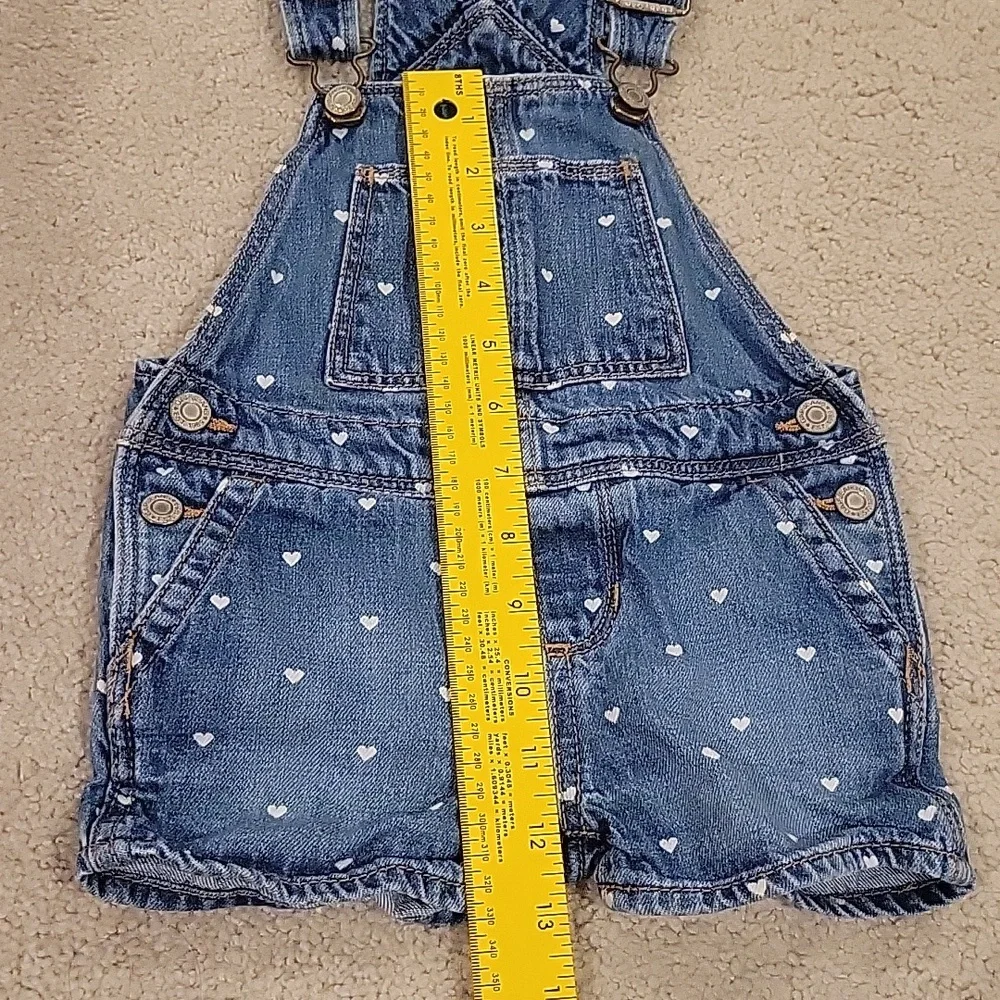 Baby Gap denim shortall w/heart pattern in 18-24 months. Valentine's